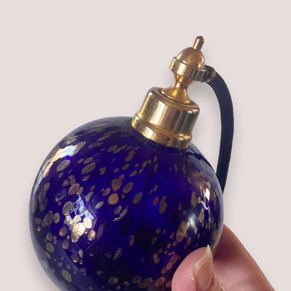 *RESERVED FOR MANDY*Glass Act Studio Royal Blue Gold Flecks Atomizer Spritzer - Picture 5 of 11